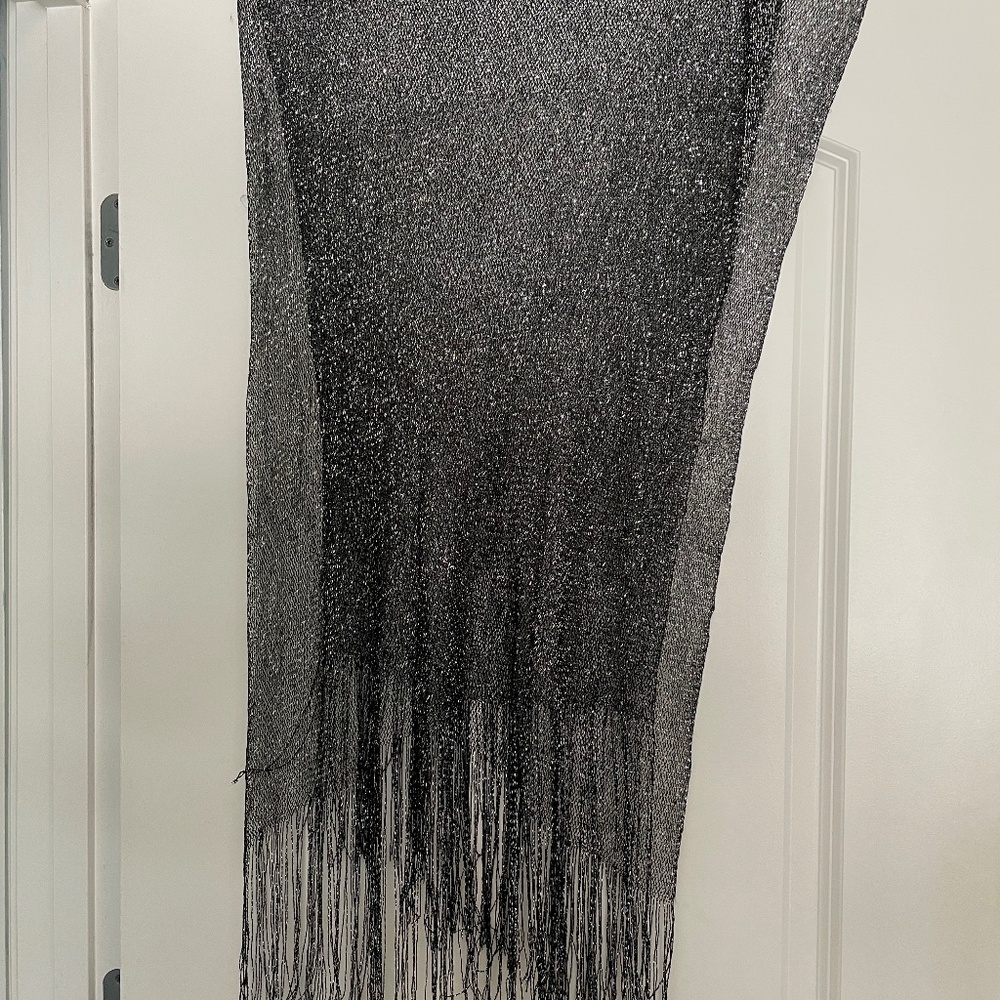 Black and silver metallic scarf/cover-up